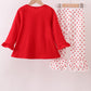 Red bow applique ruffle pants set