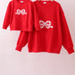 Red bow applique mom&me top