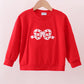 Red bow applique mom&me top