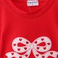 Red bow applique mom&me top