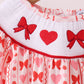Red heart bow smocked bubble