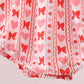 Red heart bow smocked bubble