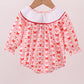 Red heart bow smocked bubble