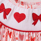 Red heart bow smocked bloomer set