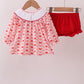 Red heart bow smocked bloomer set