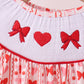 Red heart bow smocked ruffle pants set