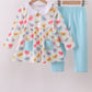 Blue heart print pocket pants set