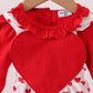 Red heart applique bubble set