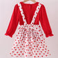 Red heart applique ruffle 2pc set