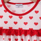 Red heart print ruffle pants set