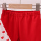 Red heart print ruffle pants set
