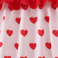 Red heart print ruffle pants set