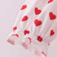 Red heart print ruffle pants set