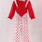Red heart applique ruffle jumpsuit set