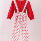 Red heart applique ruffle jumpsuit set