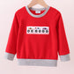 Red vehicle embroidery top