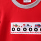 Red vehicle embroidery top