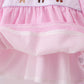 Pink puppy embroidery seersucker ruffle pants set