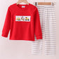 Red construction embroidery stripe pants set