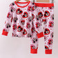 Red character heart print bamboo pajama pants set