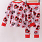 Red character heart print bamboo pajama pants set