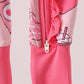 Pink heart print bamboo pajama ruffle zipper romper