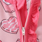 Pink heart print bamboo pajama ruffle zipper romper