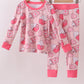 Pink heart print bamboo pajama pants set