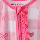 Pink heart checkered bamboo ruffle pajama zipper romper