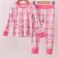Pink heart checkered bamboo pajama pants set