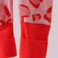 Red heart print bamboo zipper romper