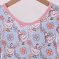 Blue chicken floral print pajama jumpsuit