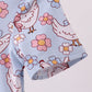 Blue chicken floral print pajama jumpsuit