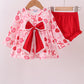 Red heart bow print bloomer set