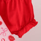 Red heart bow print bloomer set