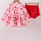 Red heart bow print bloomer set