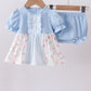 Blue floral ruffle bloomer set