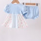 Blue floral ruffle bloomer set
