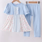 Blue floral pants set