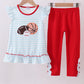 Blue stripe sports Trio applique ruffle pants set
