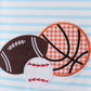 Blue stripe sports Trio applique ruffle pants set