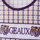 Purple LSU GEAUX smocked ruffle shorts set