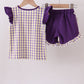 Purple LSU GEAUX smocked ruffle shorts set
