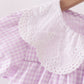 Purple Gingham Lace Ruffle Dress