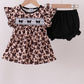 Leopard butterfly smocked ruffle bloomer set