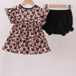 Leopard butterfly smocked ruffle bloomer set