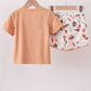 Brown Western Embroidered Shorts Set