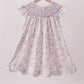 Purple Floral Smocked Dress