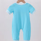 Blue character smocked romper