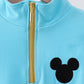 Blue character embroidery zip pullover
